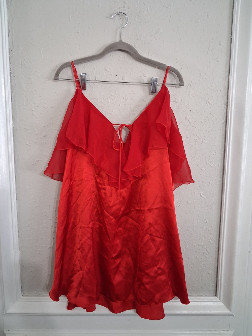 Vintage 80s 90s intimate attitudes red satin lingerie slip dress top 2x plus y2k